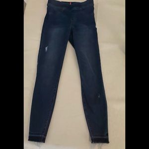 Small distressed Spanx Blue Jean-ish denim